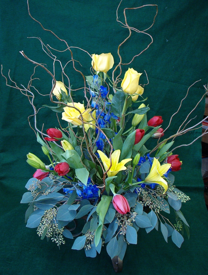 Custom Flower Arrangement with Tulips and Lilies