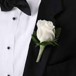 Magnet white rose with greenery Boutonniere